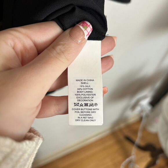 Kate Spade Bloom Chiffon Black Floral Silk Dress Size 8 - Picture 9 of 9